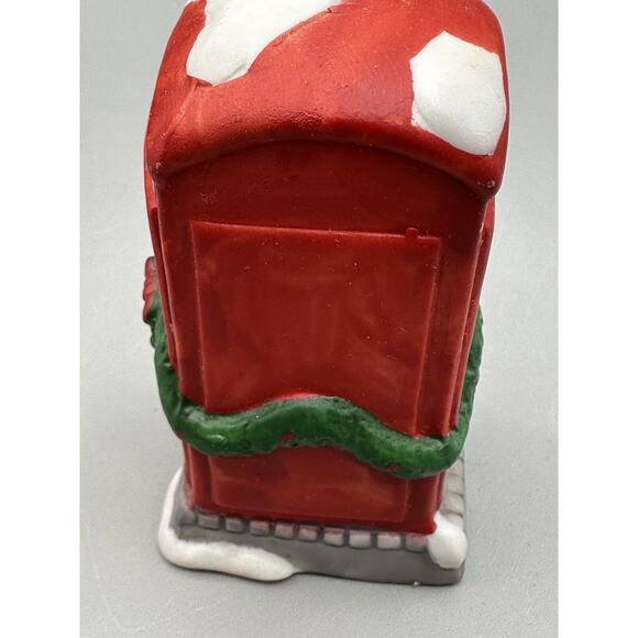 Christmas Village Red Telephone Booth Rex & Lee Porcelain Hand Painted Box - Picture 4 of 9